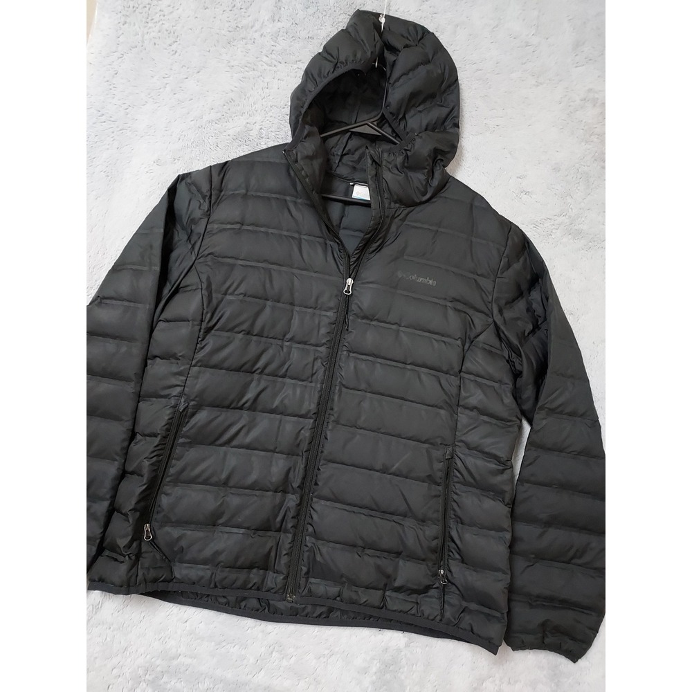 Columbia Jacket Womens 2XL XXL Lake 22 Down Puffer Hooded Full Zip Black Parka